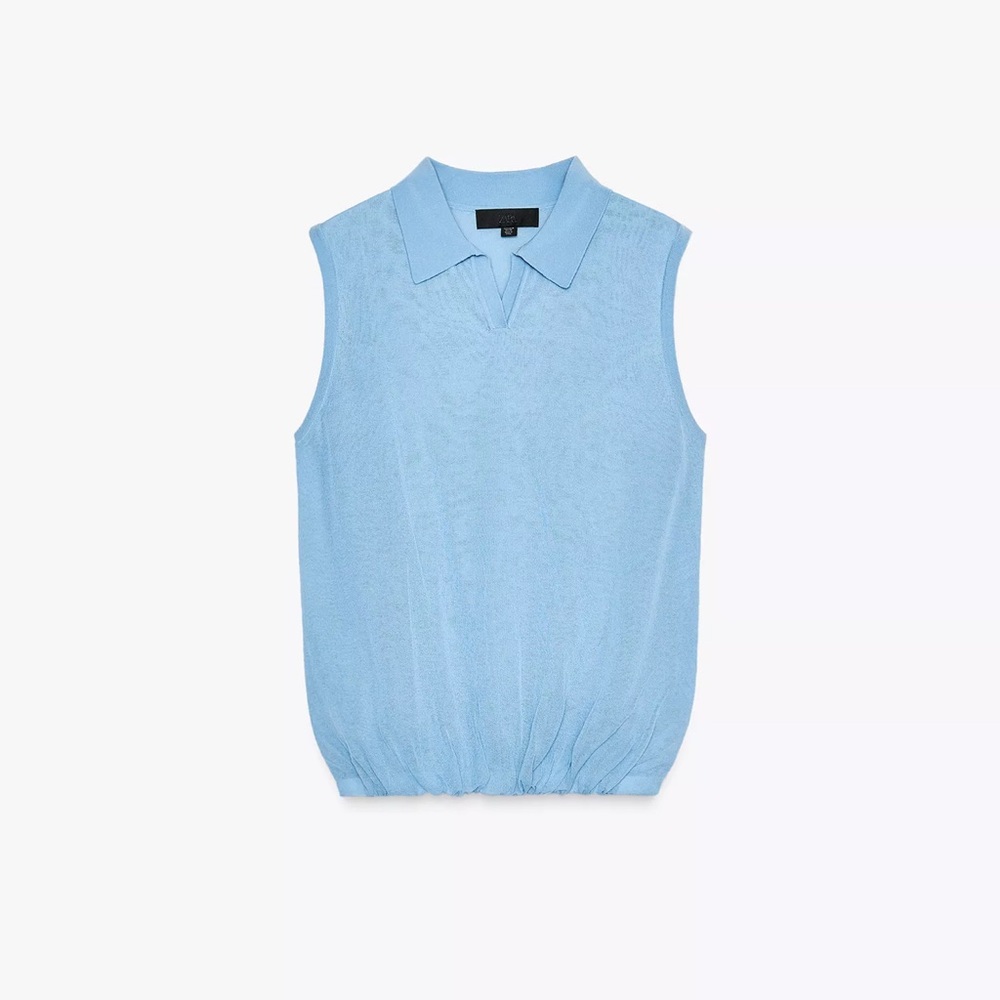 Vintage Zara Light Blue Sleeveless Knit Top